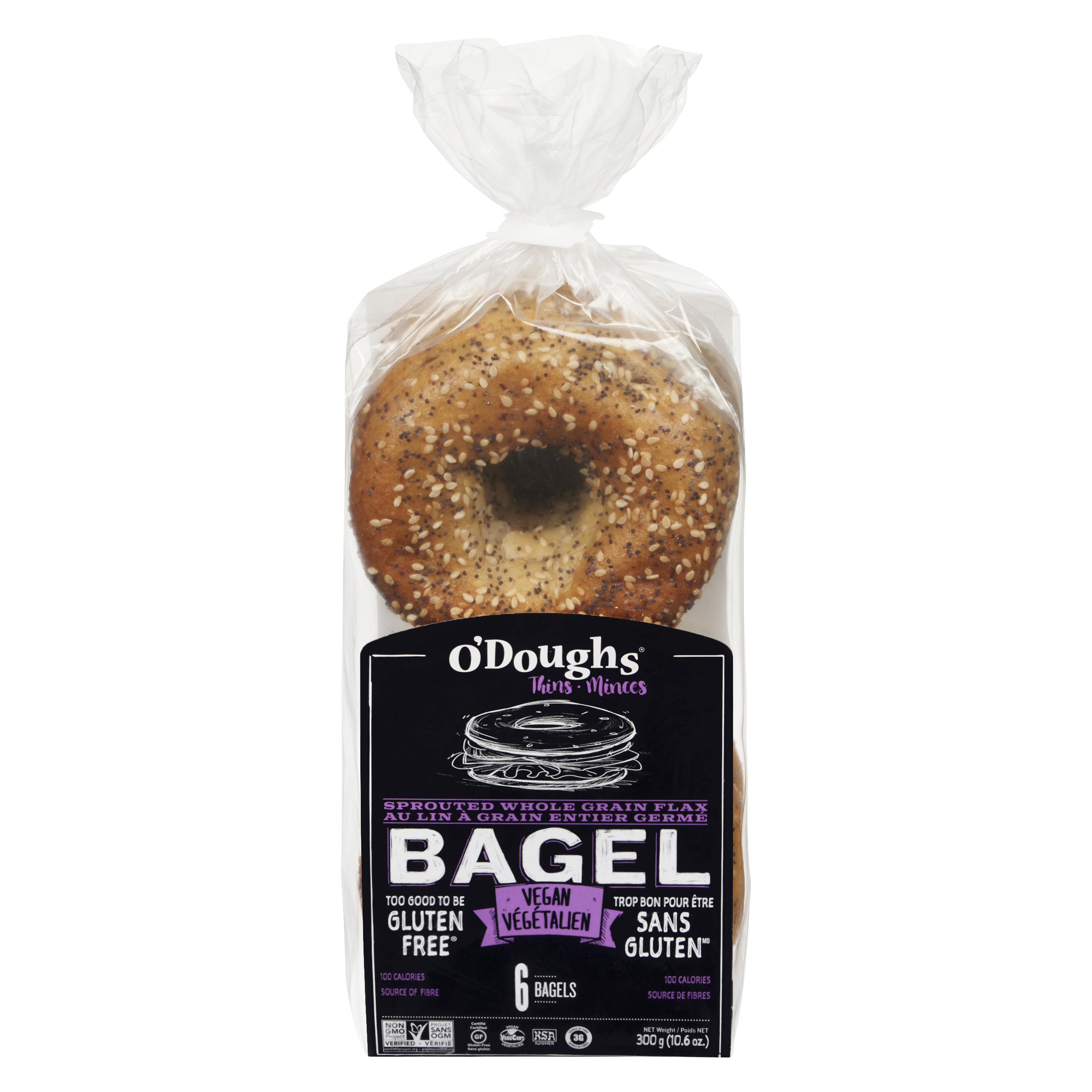 (GF)O'DOUGHS BAGEL WG FLAX
